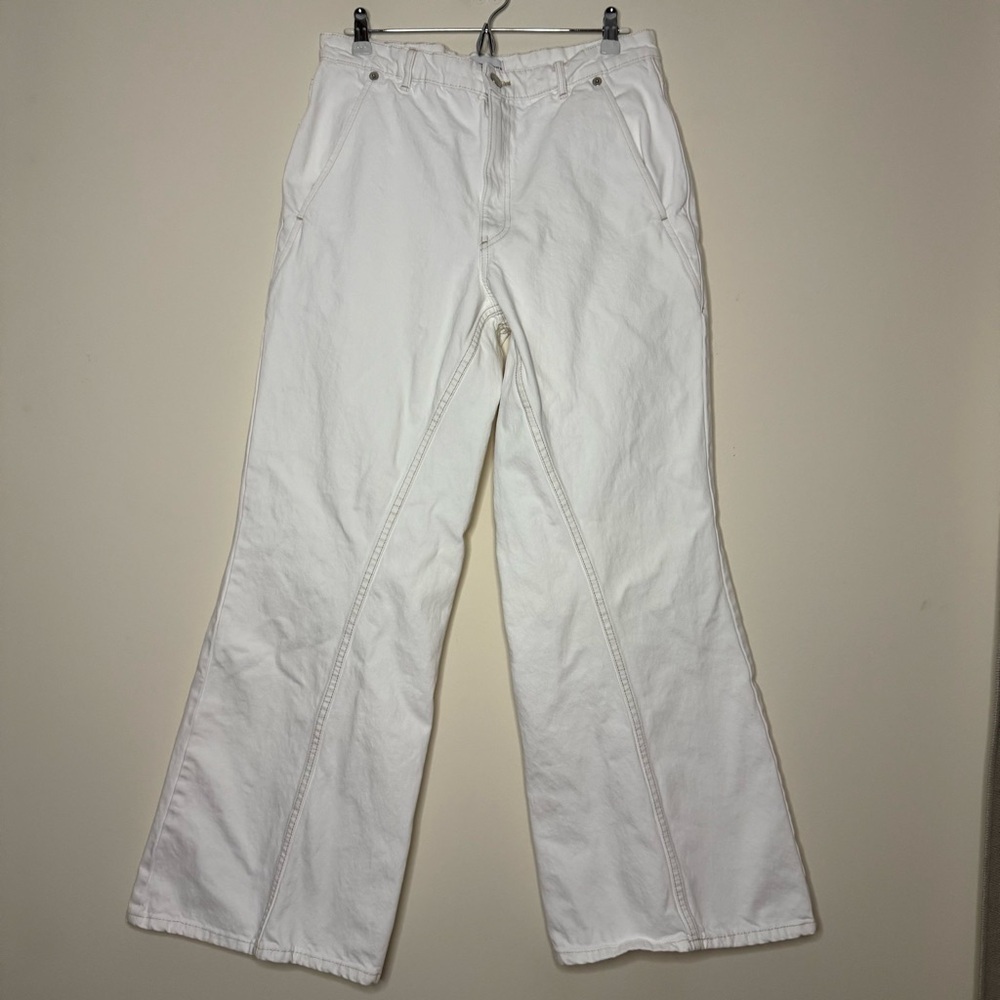 ZARA White Wide Leg 100% Cotton Rigid Denim High Waisted Jeans